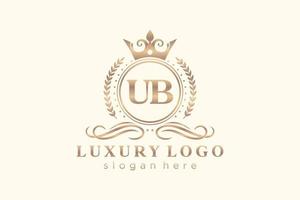 eerste ub brief Koninklijk luxe logo sjabloon in vector kunst voor restaurant, royalty, boetiek, cafe, hotel, heraldisch, sieraden, mode en andere vector illustratie.