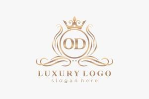 eerste od brief Koninklijk luxe logo sjabloon in vector kunst voor restaurant, royalty, boetiek, cafe, hotel, heraldisch, sieraden, mode en andere vector illustratie.