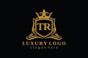 eerste tr brief Koninklijk luxe logo sjabloon in vector kunst voor restaurant, royalty, boetiek, cafe, hotel, heraldisch, sieraden, mode en andere vector illustratie.