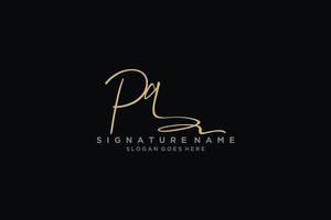 eerste pq brief handtekening logo sjabloon elegant ontwerp logo teken symbool sjabloon vector icoon