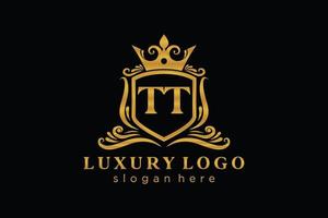 eerste tt brief Koninklijk luxe logo sjabloon in vector kunst voor restaurant, royalty, boetiek, cafe, hotel, heraldisch, sieraden, mode en andere vector illustratie.