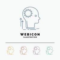 verstand. creatief. denken. idee. brainstorming 5 kleur lijn web icoon sjabloon geïsoleerd Aan wit. vector illustratie