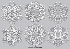 Vector Set Van Elegante Witte Sneeuwvlokken - Vector
