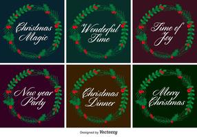 Typografische Kerst Vector Wreaths