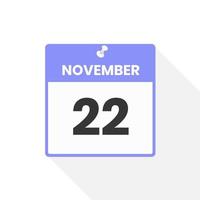 november 22 kalender icoon. datum, maand kalender icoon vector illustratie