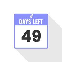 49 dagen links countdown verkoop icoon. 49 dagen links naar Gaan promotionele banier vector