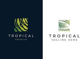 exotisch en luxe tropisch blad logo ontwerp sjabloon. vector