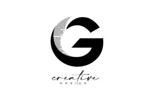 g brief logo ontwerp met creatief brief g gemaakt van zwart tekst doopvont structuur vector