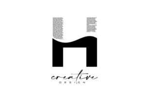 h brief logo ontwerp met creatief brief h gemaakt van zwart tekst doopvont structuur vector