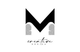 m brief logo ontwerp met creatief brief m gemaakt van zwart tekst doopvont structuur vector