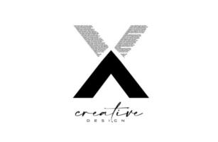 X brief logo ontwerp met creatief brief X gemaakt van zwart tekst doopvont structuur vector