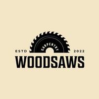 hout zagen wijnoogst logo vector ontwerp sjabloon illustratie