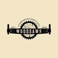 hout zagen wijnoogst logo vector ontwerp sjabloon illustratie