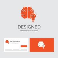 bedrijf logo sjabloon voor idee. bedrijf. brein. verstand. lamp. oranje bezoekende kaarten met merk logo sjabloon. vector