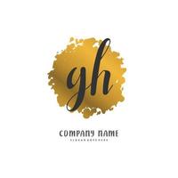 gh eerste handschrift en handtekening logo ontwerp met cirkel. mooi ontwerp handgeschreven logo voor mode, team, bruiloft, luxe logo. vector