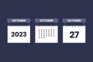 2023 kalender ontwerp oktober 27 icoon. 27e oktober kalender schema, afspraak, belangrijk datum concept. vector