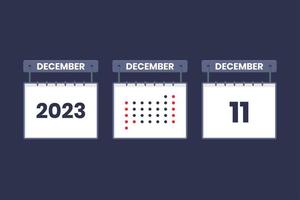 2023 kalender ontwerp december 11 icoon. 11e december kalender schema, afspraak, belangrijk datum concept. vector