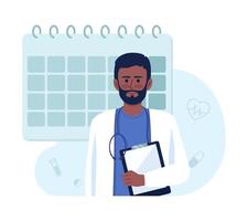 boek dokter afspraak 2d vector geïsoleerd illustratie. regelmatig examen vlak karakter Aan tekenfilm achtergrond. het roosteren kleurrijk bewerkbare tafereel voor mobiel, website, presentatie