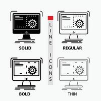 opdracht. computer. functie. werkwijze. vooruitgang icoon in dun. normaal. stoutmoedig lijn en glyph stijl. vector illustratie