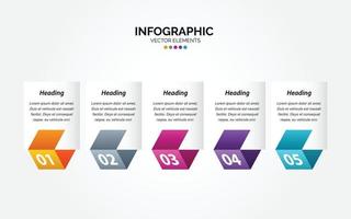 presentatie bedrijf horizontaal infographic sjabloon met 5 opties vector