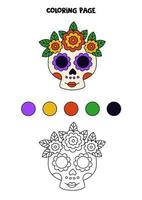 kleur Mexicaans schedel. werkblad voor kinderen. vector