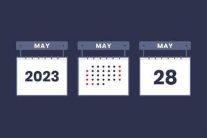 2023 kalender ontwerp mei 28 icoon. 28e mei kalender schema, afspraak, belangrijk datum concept. vector
