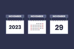 2023 kalender ontwerp november 29 icoon. 29e november kalender schema, afspraak, belangrijk datum concept. vector