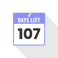 107 dagen links countdown verkoop icoon. 107 dagen links naar Gaan promotionele banier vector