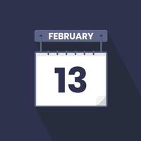 13e februari kalender icoon. februari 13 kalender datum maand icoon vector illustrator