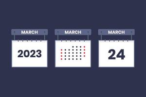 2023 kalender ontwerp maart 24 icoon. 24e maart kalender schema, afspraak, belangrijk datum concept. vector