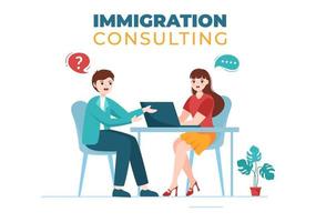 immigratie consultant sjabloon hand- getrokken tekenfilm vlak illustratie begeleiding bijstand voor voorzien advies naar mensen wie zullen maken de Actie vector