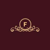 letter f ornament luxe monogram logo vector