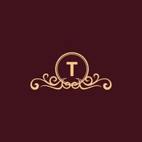 brief t ornament luxe monogram logo vector