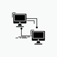 lokaal. lan. verbinding. synchroniseren. computer glyph icoon. vector geïsoleerd illustratie