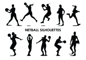 Netball speler silhouetten vector