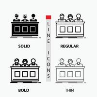 wedstrijd. wedstrijd. deskundige. rechter. jury icoon in dun. normaal. stoutmoedig lijn en glyph stijl. vector illustratie