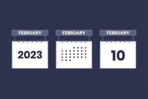 2023 kalender ontwerp februari 10 icoon. 10e februari kalender schema, afspraak, belangrijk datum concept. vector