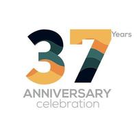 37e verjaardag logo ontwerp, aantal 37 icoon vector sjabloon.minimalist kleur paletten