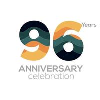 96e verjaardag logo ontwerp, aantal 96 icoon vector sjabloon.minimalist kleur paletten