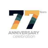 77e verjaardag logo ontwerp, aantal 77 icoon vector sjabloon.minimalist kleur paletten