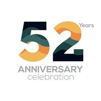 52e verjaardag logo ontwerp, aantal 52 icoon vector sjabloon.minimalist kleur paletten