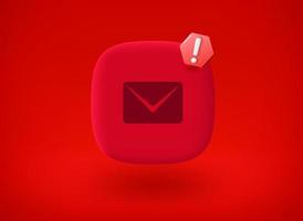 spam concept. mail knop met hou op teken. 3d vector illustratie