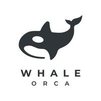 gemakkelijk zwart orka walvis dier sjabloon logo creatief ontwerp. moordenaar onderwater- dier. logo voor bedrijf, identiteit en branding. vector