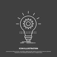 lamp. ontwikkelen. idee. innovatie. licht icoon. lijn vector symbool voor ui en ux. website of mobiel toepassing