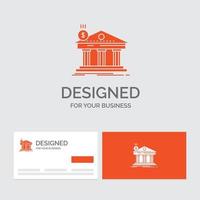 bedrijf logo sjabloon voor architectuur. bank. bankieren. gebouw. federaal. oranje bezoekende kaarten met merk logo sjabloon. vector