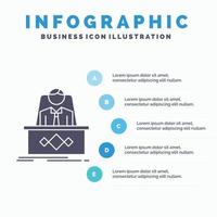 spel. baas. legende. meester. Directeur infographics sjabloon voor website en presentatie. glyph grijs icoon met blauw infographic stijl vector illustratie.