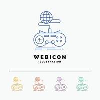 spel. gamen. internetten. meervoud. online 5 kleur lijn web icoon sjabloon geïsoleerd Aan wit. vector illustratie