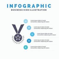 prijs. eer. medaille. rang. reputatie. lint infographics sjabloon voor website en presentatie. glyph grijs icoon met blauw infographic stijl vector illustratie.