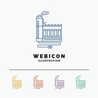 consumptie. bron. energie. fabriek. fabricage 5 kleur lijn web icoon sjabloon geïsoleerd Aan wit. vector illustratie