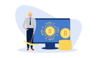 bitcoin mijnbouw cryptogeld mijnbouw investeerders investeren in bitcoin technologie concept vector